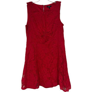APT 9 Red Lace Sleeveless Dress Women's size 14 Fit and Flare Knee Length